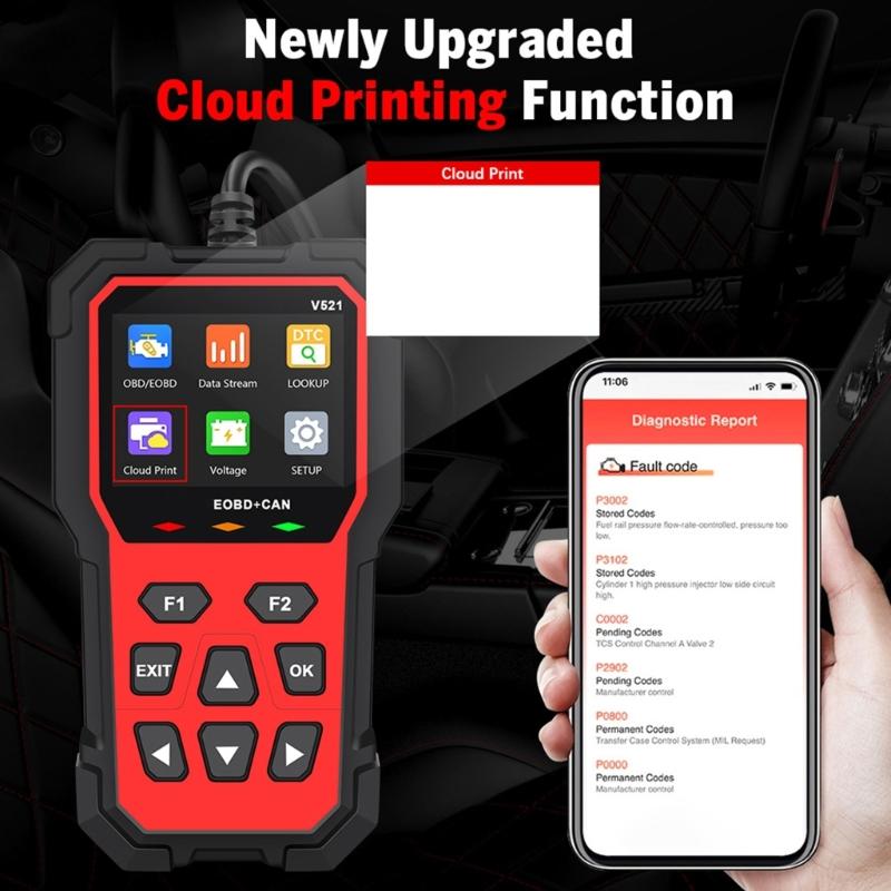 Многофункциональный OBD-сканер-тестер V521 для диагностики автомобилей, подходит для чтения кодов неисправностей двигателя, быстрого обнаружения ошибок