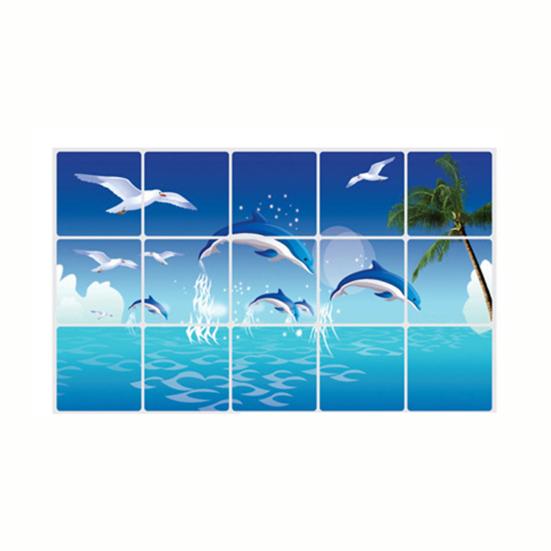 Oil-proof Kitchen Wall Sticker Rose Tulip Flower Dolphin Dandelion Self-adhesive Waterproof Heat Resistant Bathroom Kitchen Wall Art Decal Decoration