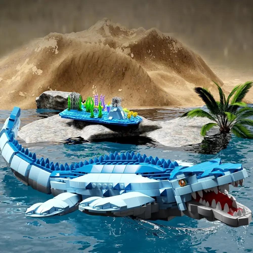 Dinosaur Model Building Blocks Kits,Collectible Toys For Boys Mosasaurus DIY Moc Bricks Kits Adult Children Gifts For Decoration