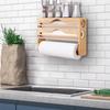 Wall Mounted Cling Film Cutter Box Bamboo Fresh Bag Holder Kitchen Organizer Tin Foil Cutter  Home