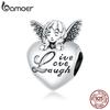 Bamoer Genuine 925 Sterling Silver Thanksgiving Angel Oxidized Silver Charm for Original Luxury Brand Female Jewelry