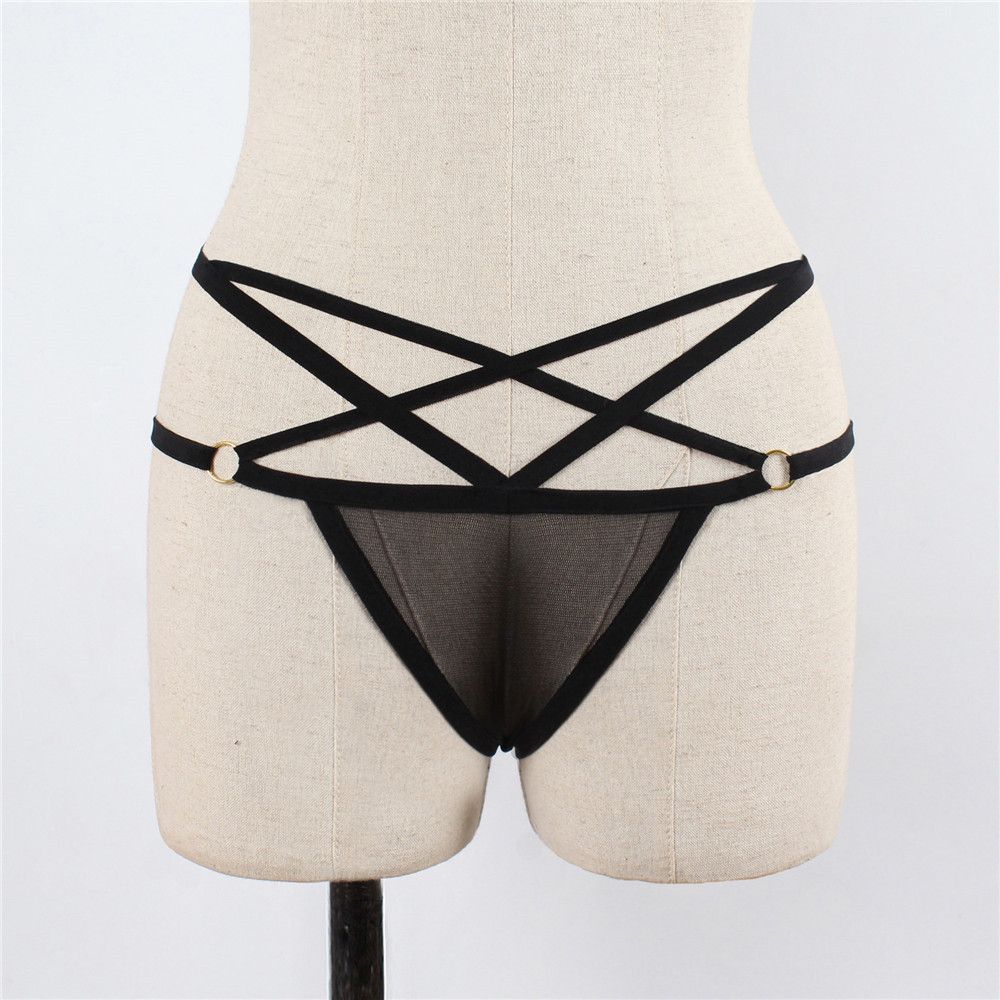 Summer Sheer Bandage Transparent G-string Thongs Underwear Sexy Lace Panties Elastic Straps