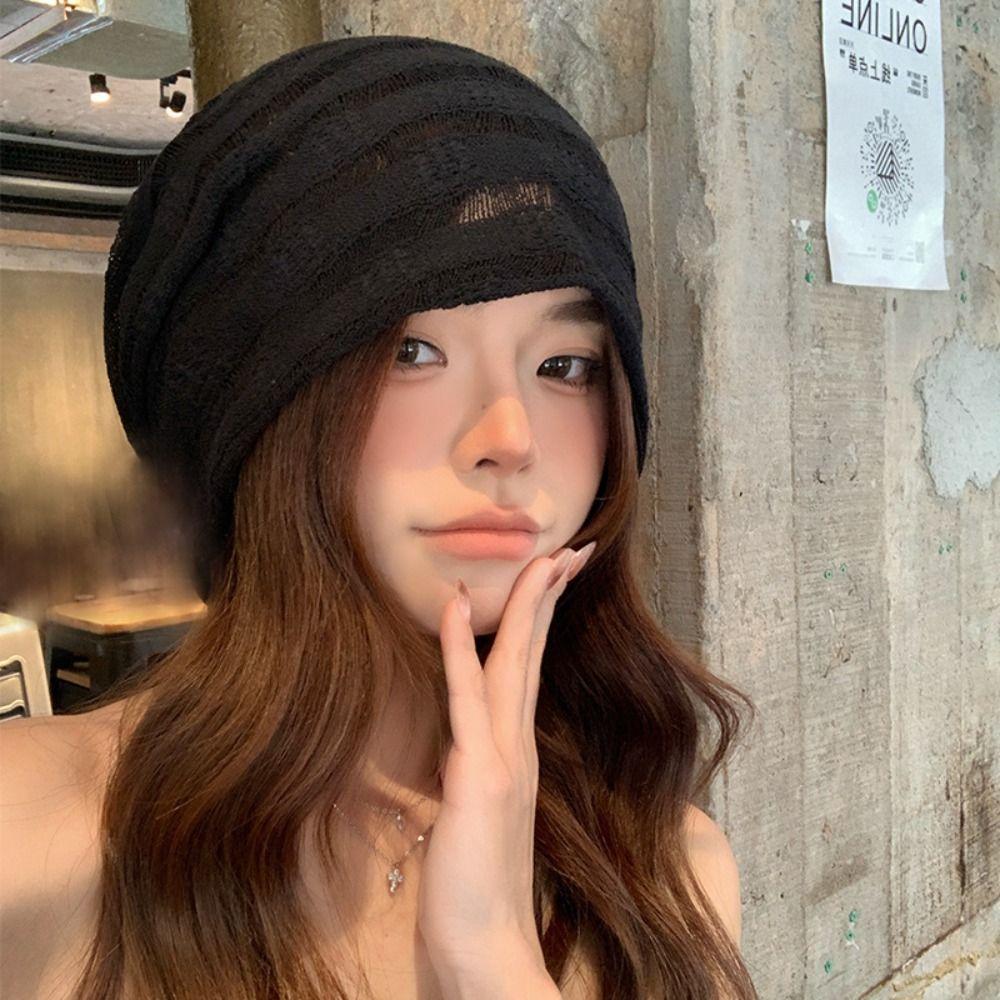 Hollow Beanies Hat Breathable Sunscreen Cap Fashion Knitted Hat Apparel Accessories