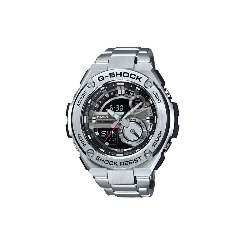 Casio Серия G-STEEL-Дисковый Двойной Дисплей Двойной Дисплей Часы Кварцевый Механизм Стальной Ремешок Японские и Корейские Часы Мужские Часы GST-210D-1A