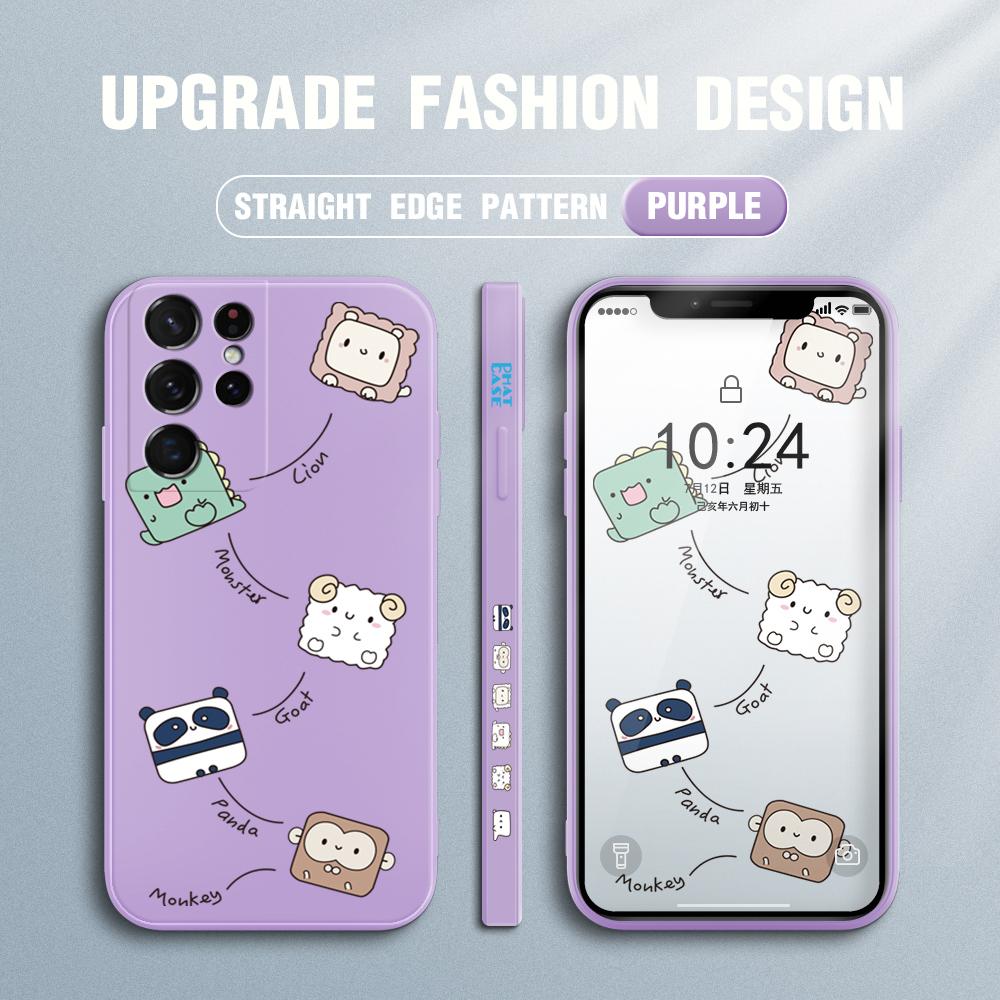 Милый мультяшный квадратный чехол с изображением животных, панды, обезьяны, овцы, дизайн телефона, квадратный край, жидкий силиконовый чехол, полное покрытие, чехол для камеры