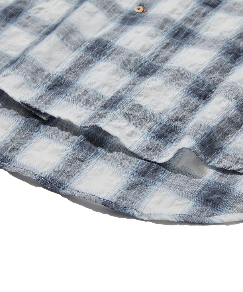 PENFIELD Ombre Seersucker Open Collar Short Sleeve Shirt Blue_Fs1Wr56U