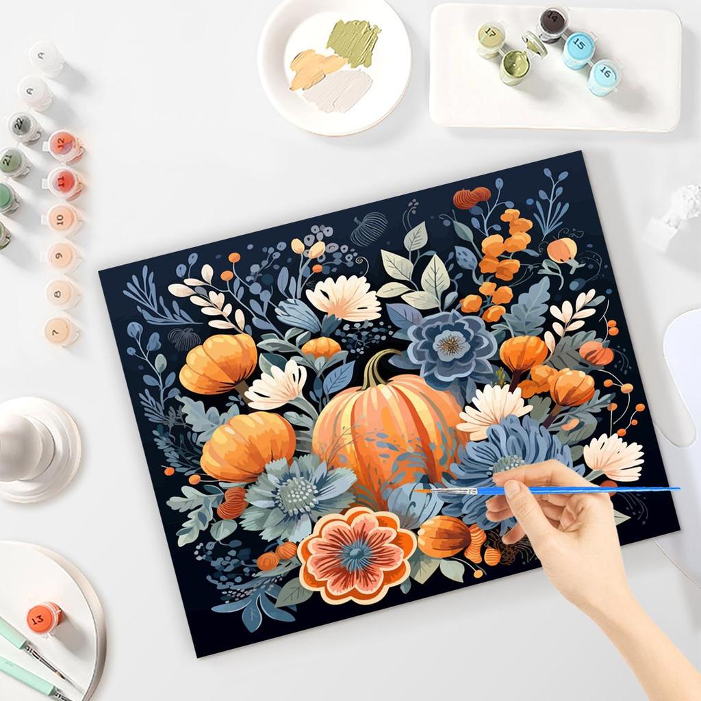 RUOPOTY Frame Painting By Numbers Kits For Adults Oranges Pumpkin Flower Picture By Number On Canvas Wall Art 40x50cm