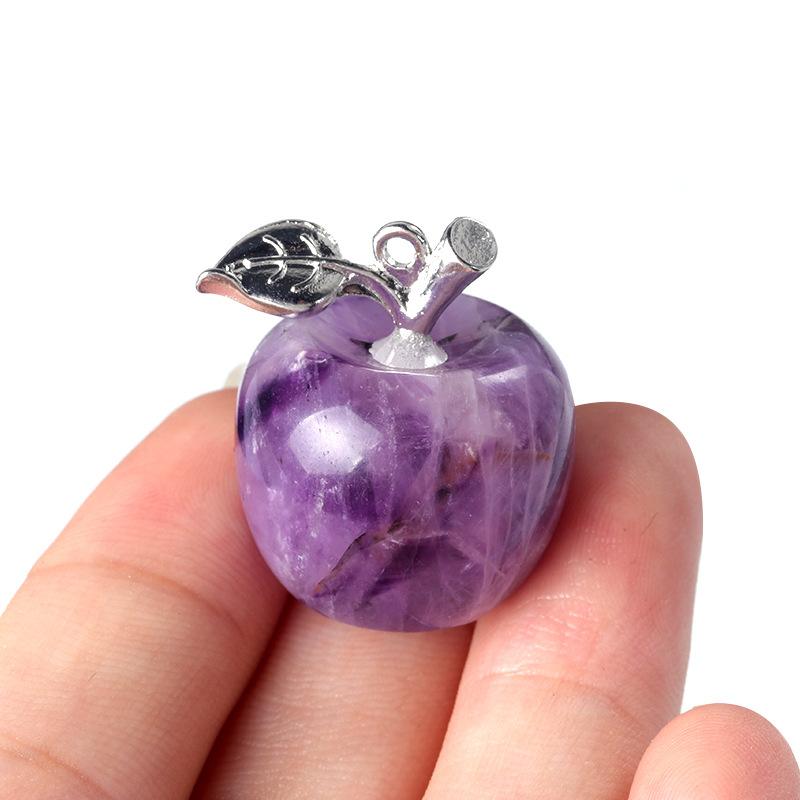 Natural Semi Precious Stone Crystal Mini Apple Pendant for DIY Pendant Thanksgiving Gifts Room Office Decoration Collectibles