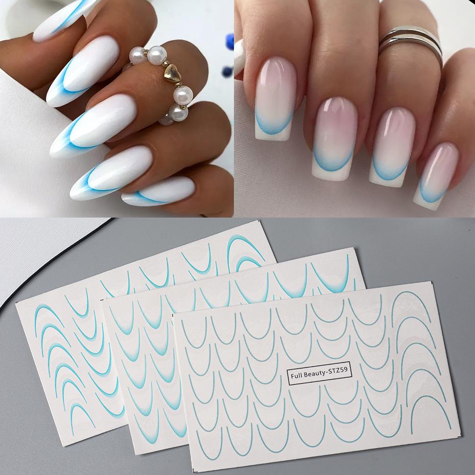 Xiaomi 3pcs Gradient French Line Nail Stickers Water Decals 3D French Tips Manicure Nail Art Gel Sliders Decorations Accessories