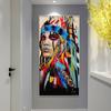 Modern Colourful Indian Woman Girl with Feather Oil Painting On Canvas Posters Prints Wall Art Picture for Living Room Cuadros