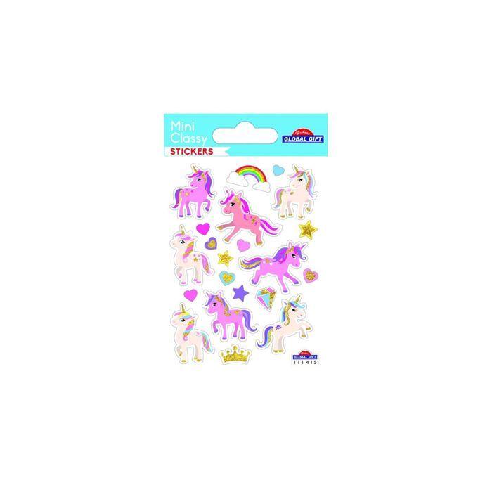 Stickers - Mini Classy - Licornes - Multicolore - Pailletés - 7,5 x 10 cm