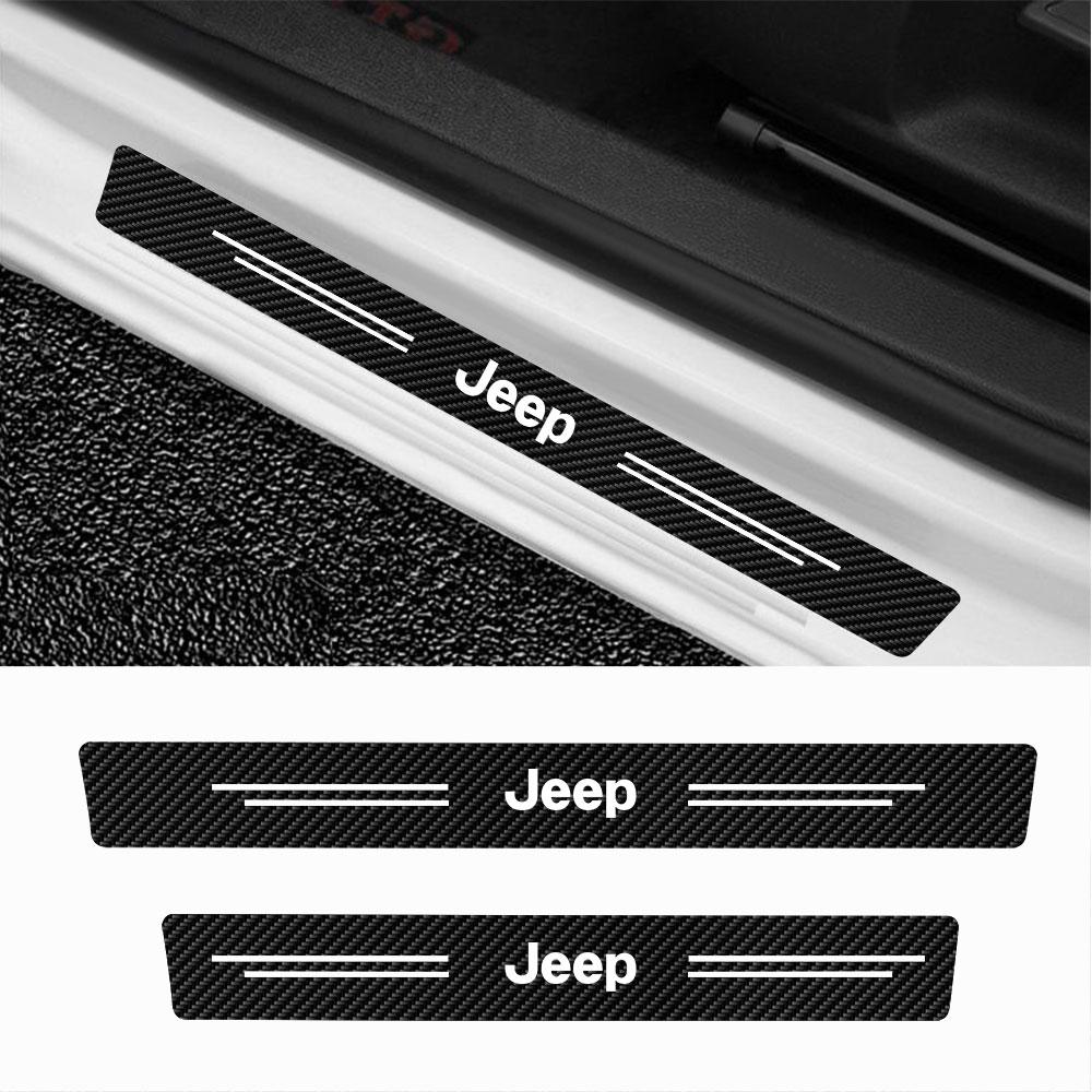 ALG4 Carbon fiber car door sill anti-scratch cover black door panel guard anti-scratch sticker for Jeep JPB Renegade Wrangler jk Comp