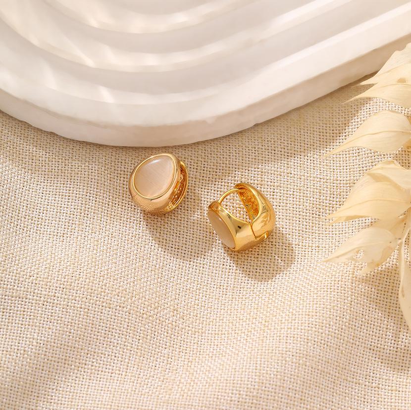 Exquisite Small Cat Eye Stone Drop Earrings Unique Design Double Sided Dainty Elegant Ear Accessories