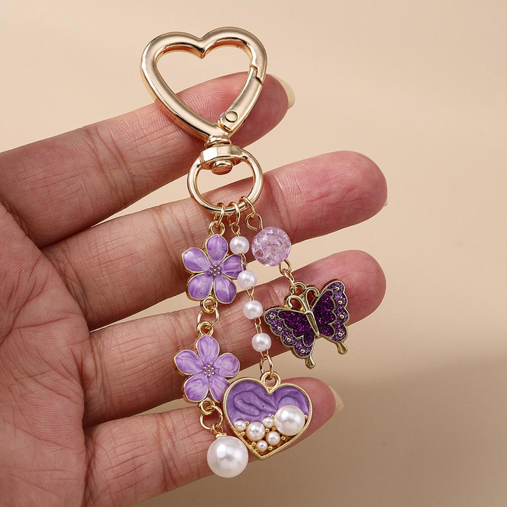 Elegant Floral Letter Keychain for Handbags Backpacks and Keys Sturdy Alloy Enamel Letter Charm Jewelry Accessory