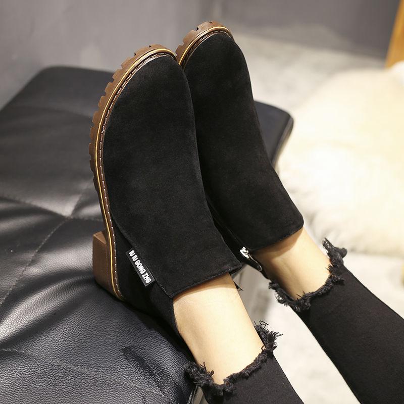 Короткие сапоги, женские весенне-осенние одиночные туфли, универсальные одинарные ботинки, матовые ботинки на плоской подошве, плюс