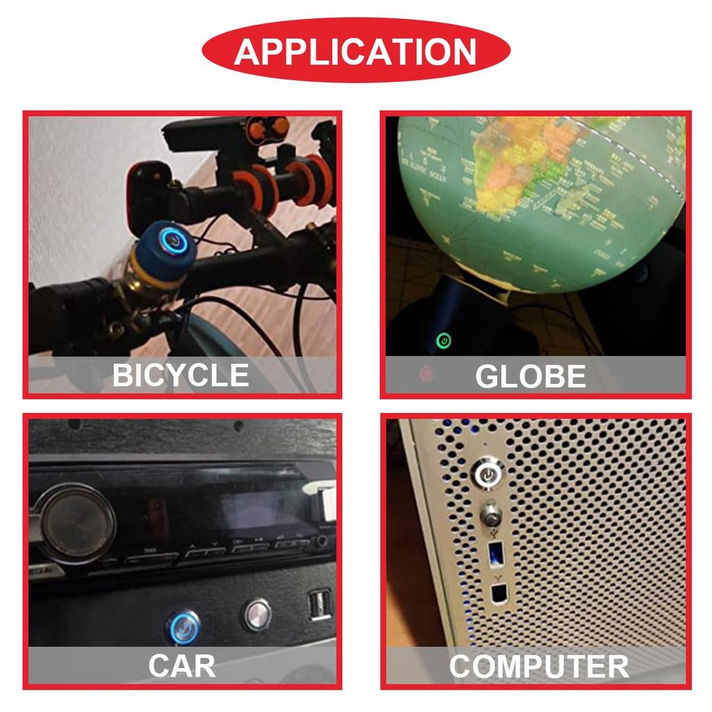 MKBKLLJY 5 шт. 12 мм кнопочный переключатель со светодиодом SPST, 2 положения, вкл./выкл., предварительно смонтированный для автомобиля (Красный/Желтый/Синий/Зеленый/Белый)