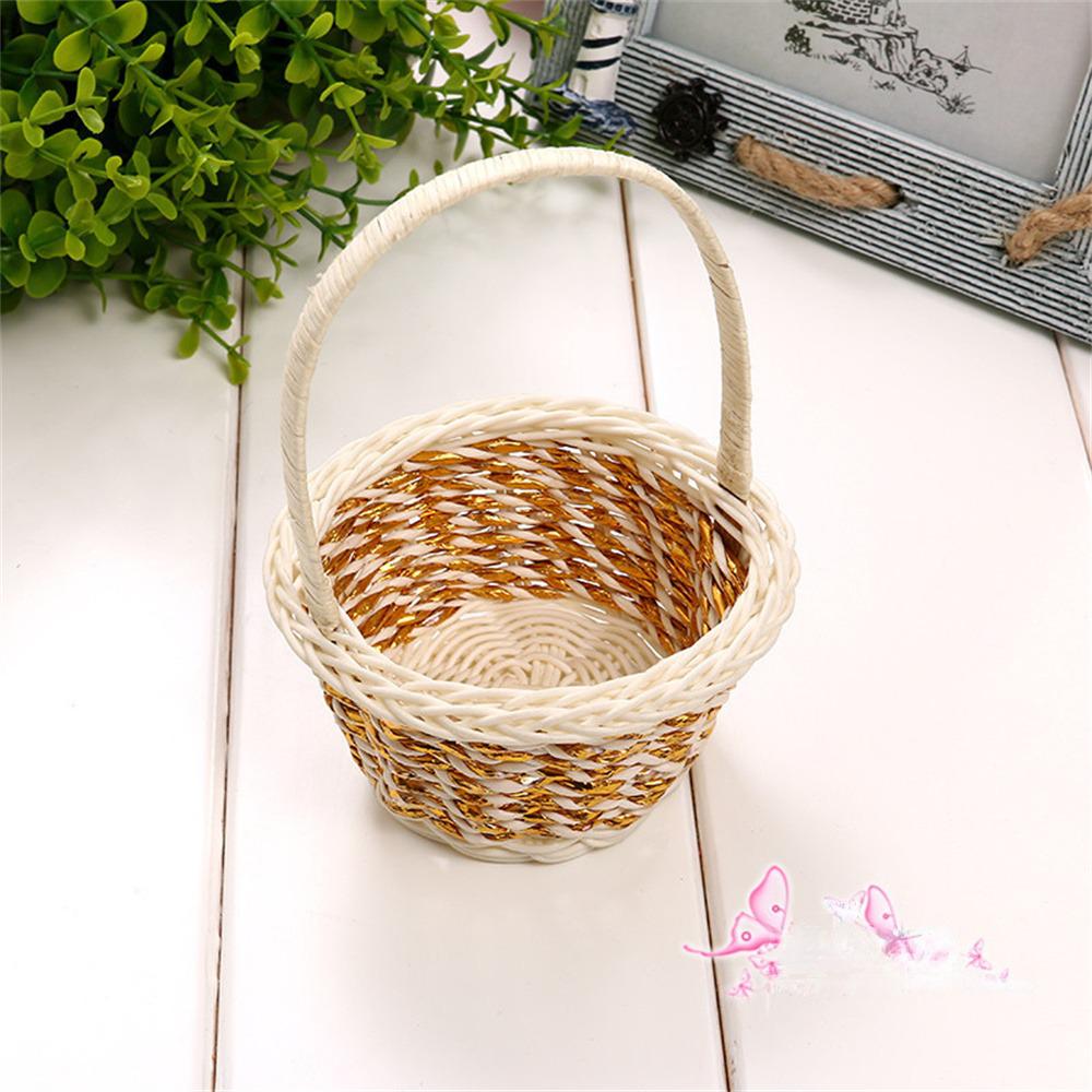 Woven Flower Basket Hand-Held Basket Wedding Party Decorative Basket