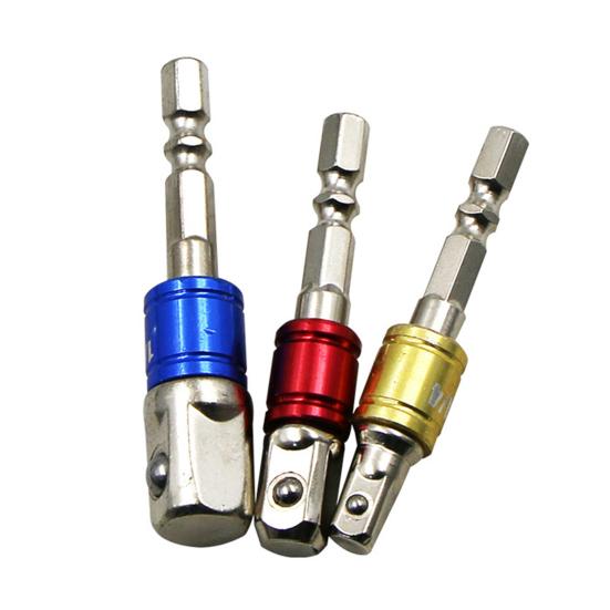 3/8Pcs Socket Adapter Rod Hex Shank To Square Head 1/4 3/8 1/2-Inch Air Screwdriver Socket Connector Rod Impact Driver Extension Bar