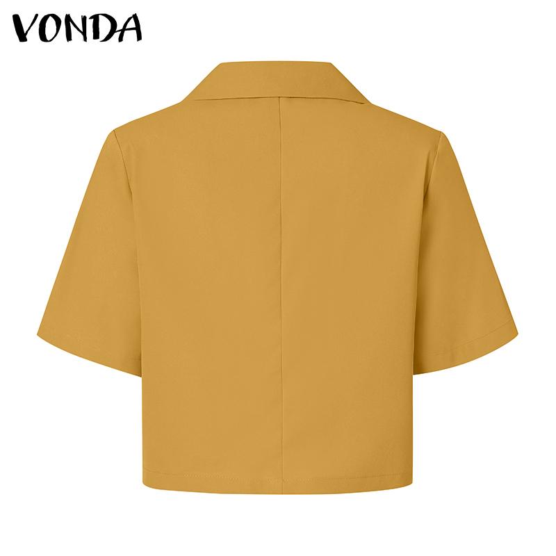 VONDA Летний весенний женский однотонный костюм, блейзер, топы