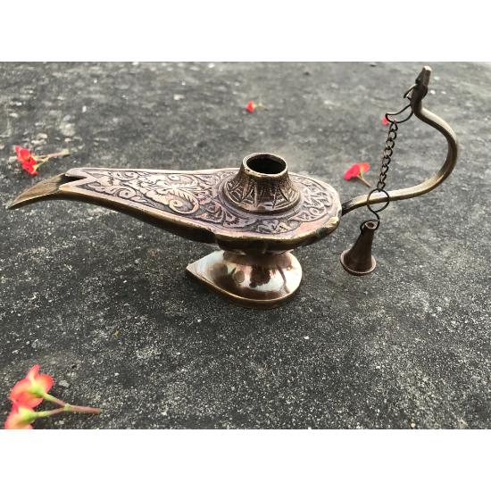 Старинная латунь Aladin 6 "Genie Oil Lamp Aladdin Chirag Курильница для благовоний Винтажный подарок