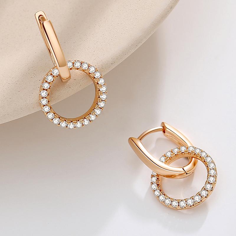 Женские висячие серьги Kinel с цирконием, розовое золото, свадебные украшения для невесты