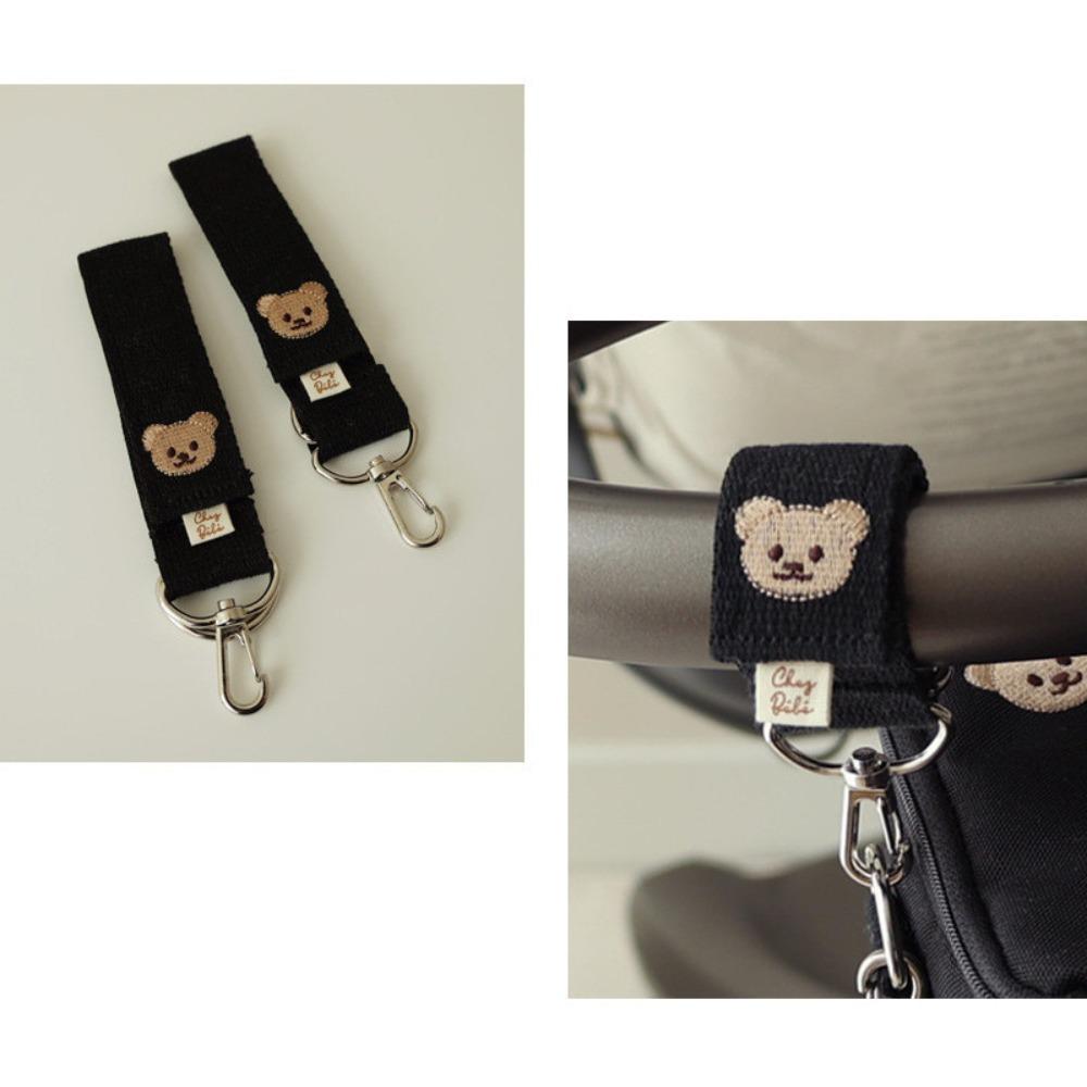 Embroidered Bear Baby Stroller Hooks Diaper Bag Accessories Mommy bags Pushchair Clips