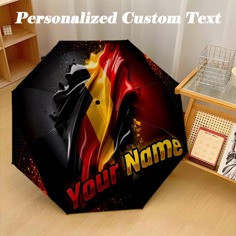8 Rib Auto Folding Umbrella Germany national football team Print Custom Name Text Portable Rain Gear