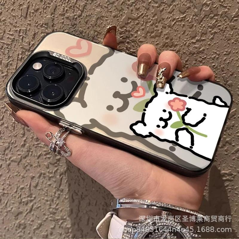 Милый щенок наносит Apple 15 цвет серебристый iPhone14Pro креативный 11promax матовый 16 защитный чехол 17
