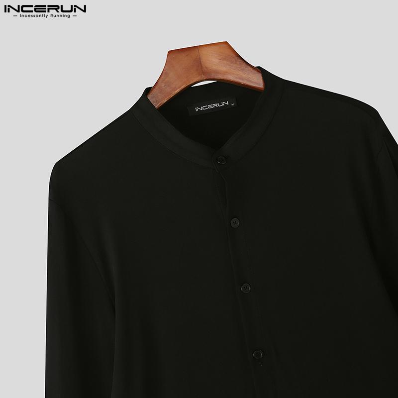 INCERUN Мужские рубашки с длинным рукавом и расклешенным низом, комплекты брюк с широкими штанинами, наряды из двух частей