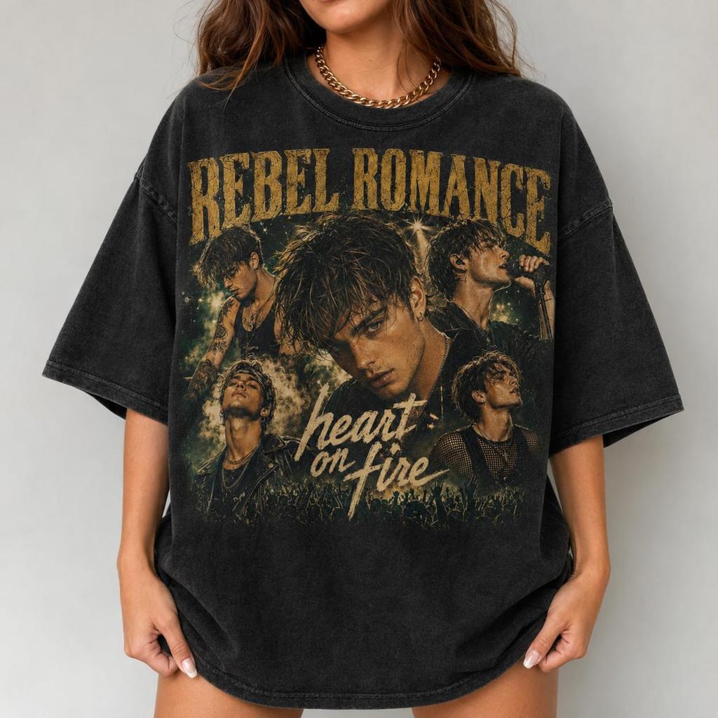 Rebel Romance Heart On Fire Pop Star Shirt, Retro Concert Graphic Tee