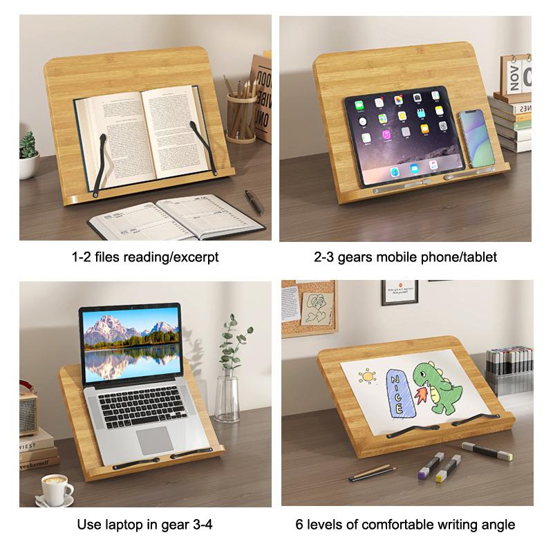 Adjustable Wood Reading Rest Tablet Book Holder Foldable Cookbook Reading Sturdy Book Stand Textbooks Lightweight Book Stand