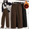 DIMANAF 2025 Autumn Winter Women Plus Size Pants Thick Flocking Casual Lady Long Pants Oversized Loose Clothing