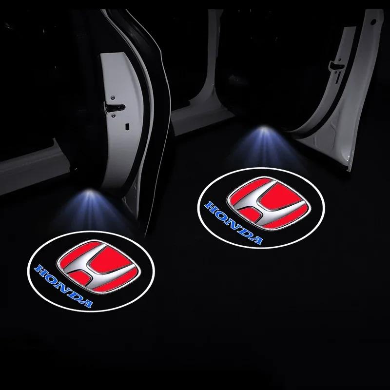 2Pcs Car Door Welcome Light LED Shadow Projector for Honda Civic FIT Accord Prelude CRV 5th Mugen City CRZ CRX Jazz HRV Pilot