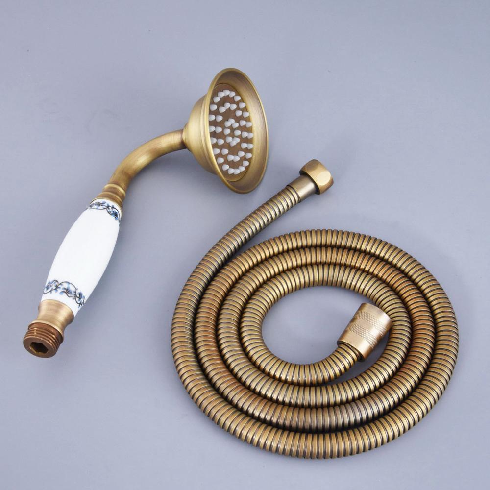 Антикварная латунная керамика Телефон Ручная насадка для душа и шланг 1,5 м Экономия воды Ручной распылитель Душевой набор Nhh116