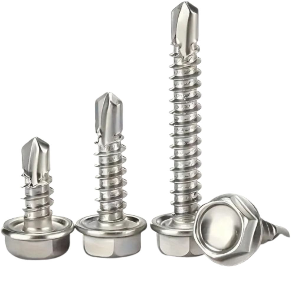 Fully Threaded Self-drilling Screw 250Pcs Hexagon Drill Tail Screws Drilling for Metal, Furniture