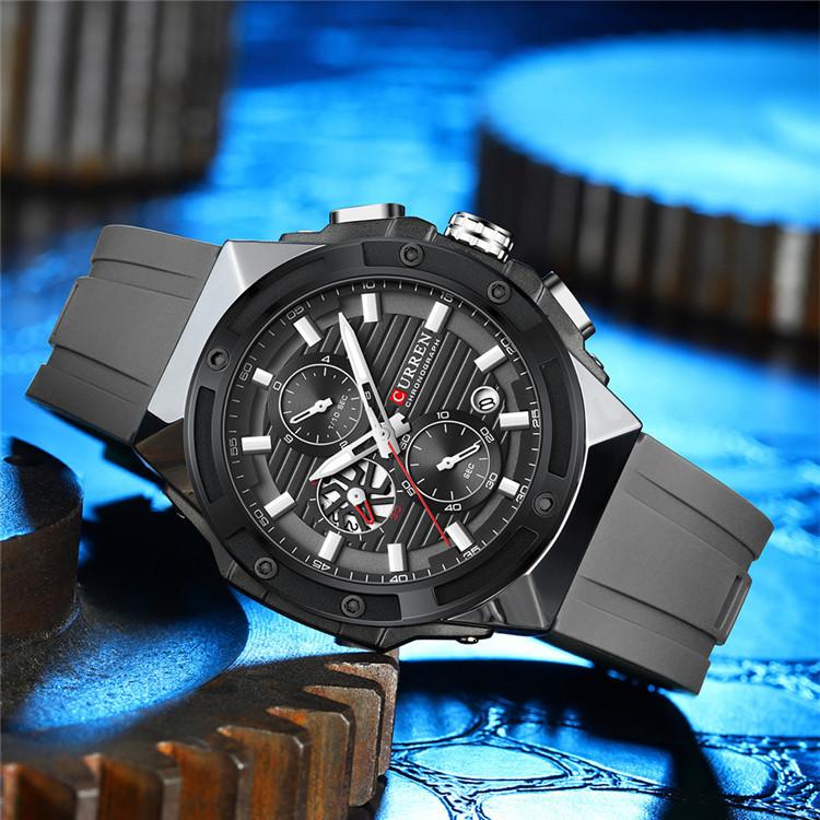 CURREN Neutral Silicone Strap Business Watch Quartz Watch Waterproof Round Genuine