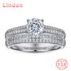 Lindon Classic 925 Sterling Silver Zircon Ring Ladies Jewelry Wedding Promise Party Gift