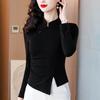 Black Stand-up Collar Bottoming Shirt Women's Autumn New Slim-fit Long-sleeved T-shirt Temperament Foreign-style Top