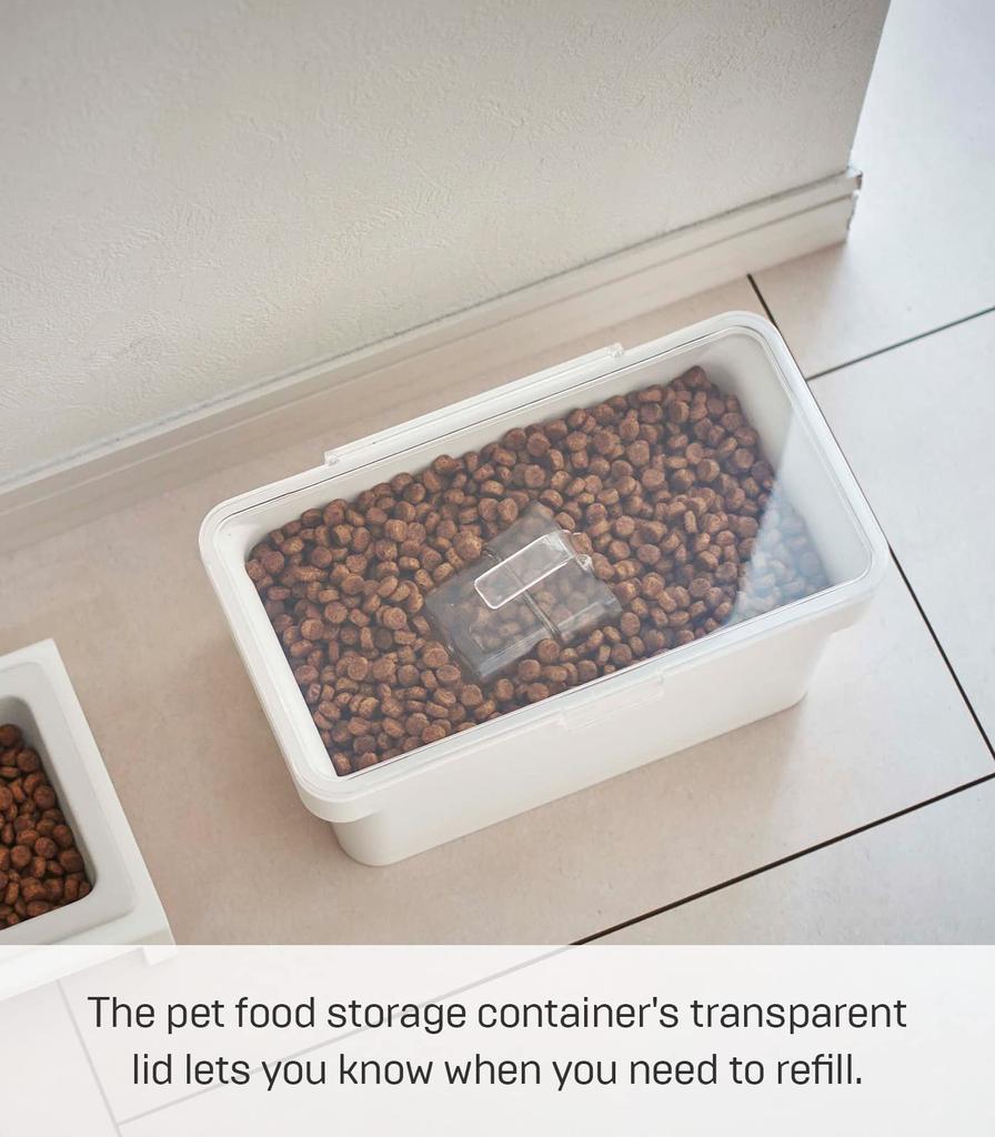 Yamazaki Jitsugyo Airtight Pet Food Stocker with Measuring Cup White W28 X X Lid Is Tower Food Stocker Storage Container 5609 1.5kg Approx. D16.5