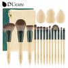 Makeup Brush Set 14Pcs with 3Pcs Makeup Spong & Cosmetic Bag - Professional Kabuki Foundation Blending Eyeshadow Brushes