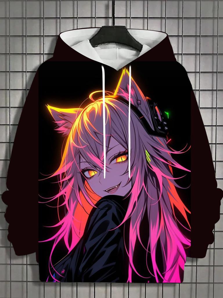 Винтажное мужское худи с 3D-принтом нимфетки, топы, худи с длинным рукавом с графикой мультяшной девушки, модный мужской топ оверсайз, уличная одежда, футболки