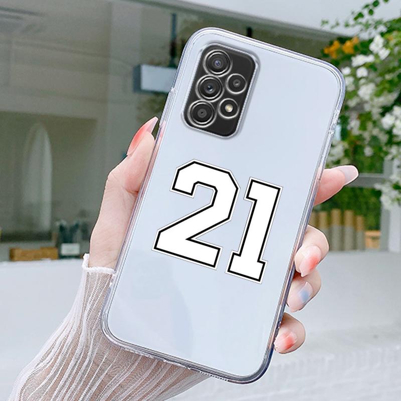 Модный Черный Номер Чехол для Футбола Для Samsung A15 A13 A35 A55 A51 A71 A41 A31 A21S A05 A17 A23 A25 A33 A53 A73 5G A07 4G Чехол
