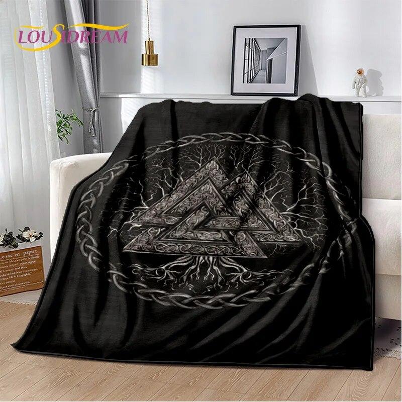 3D Viking Odin Valhalla Nordic Mythology Symbols Blanket,Soft Throw Blanket for Home Bedroom Bed Sofa Picnic Office Travel Cover