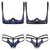 Женское кружевное нижнее белье с вышивкой, обнаженная грудь, бюстгальтер на косточках, топ с плавками бикини