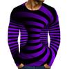Fashionable Men's Printed T-shirt Optical Illusion Round Neck Long Sleeved Street Harajuku Exaggerated Designer Round Neck Top