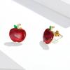 Серьги-пусеты Yinziyun «Рождественское яблоко», красная капля масла, женские, европейский/американский стиль, серебро s925.