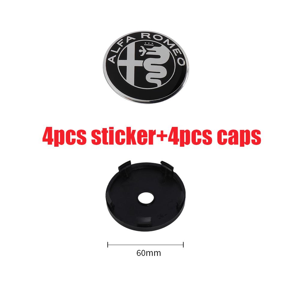 OUVKF1 4Pcs For Alfa Romeo Giulietta 147 Giulia Spider GT MiTo Stelvio 159 TZ3 Car Wheel Center Hub Caps Sticker Badge Tire Rim Covers