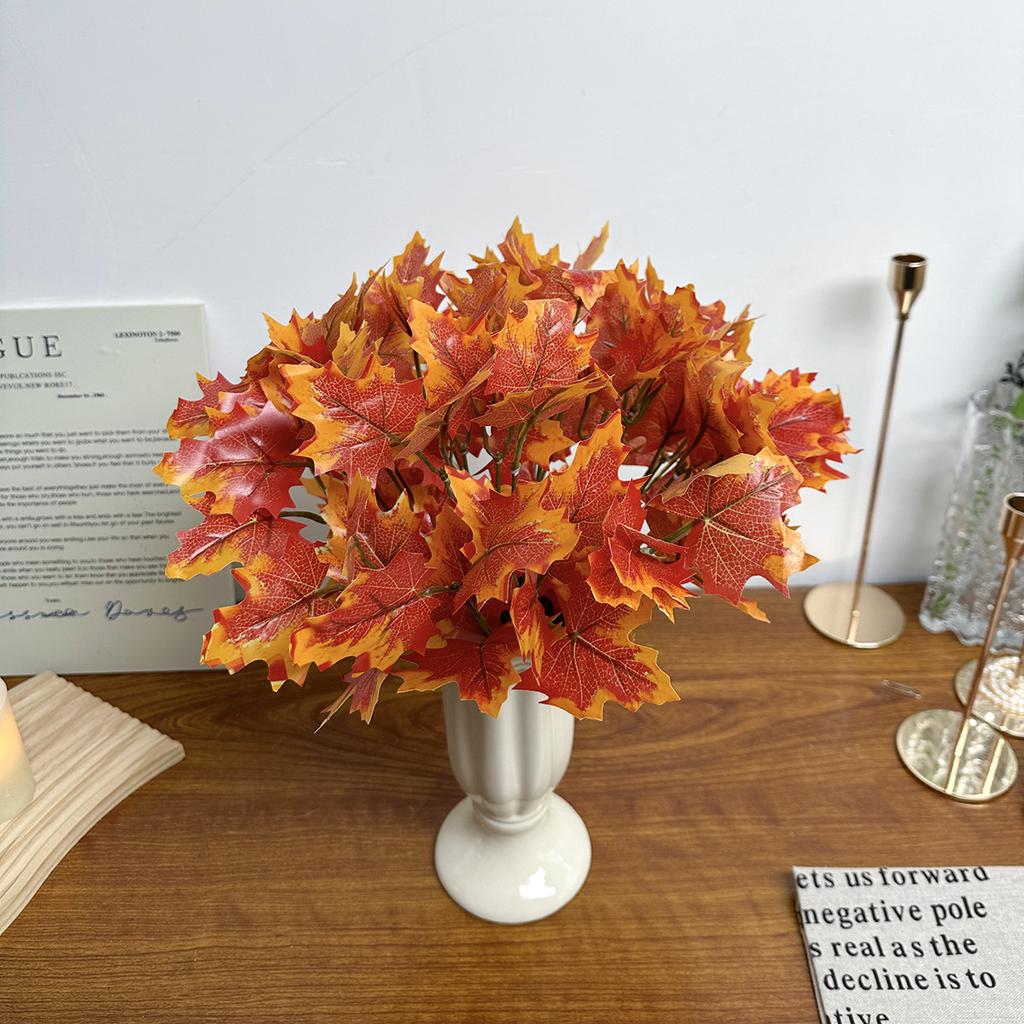 Искусственные растения 7 веток листьев красного клена, отдельные пучки зеленых растений, аксессуары для украшения стены, DIY цветочная композиция