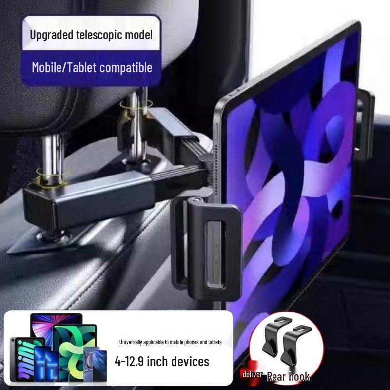 Rotating Telescopic Car Headrest Phone & Tablet Holder for Rear Seat Entertainment