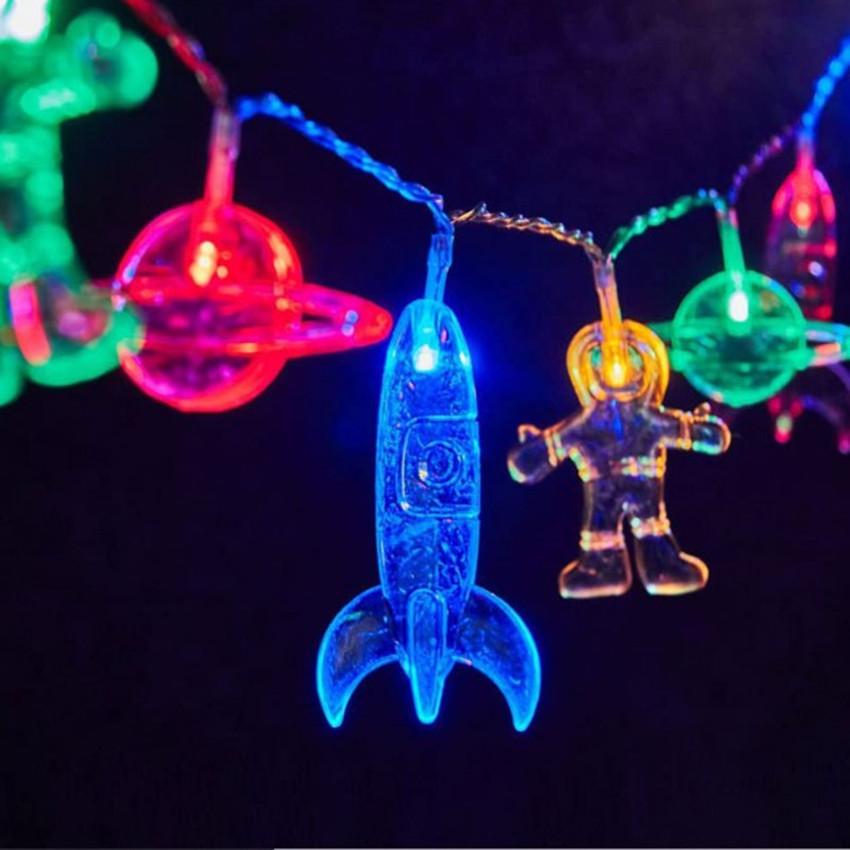Lights Led String Spaceman Rocket Planet Hanging Lamp Kids Bedroom Gifts Decor